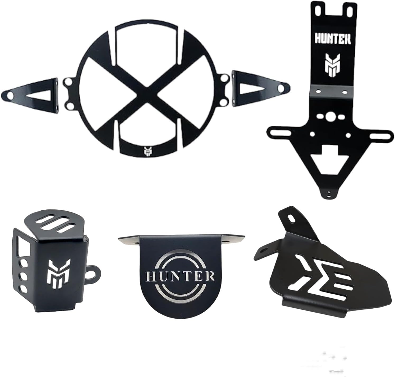 RE 350 Hunter Series Combo Tail Tidy, Disc Brake Oil Box Cover Cap,Headlight Grill (X) Design, Ladies Footrest for 350 Hunter (Style-02)