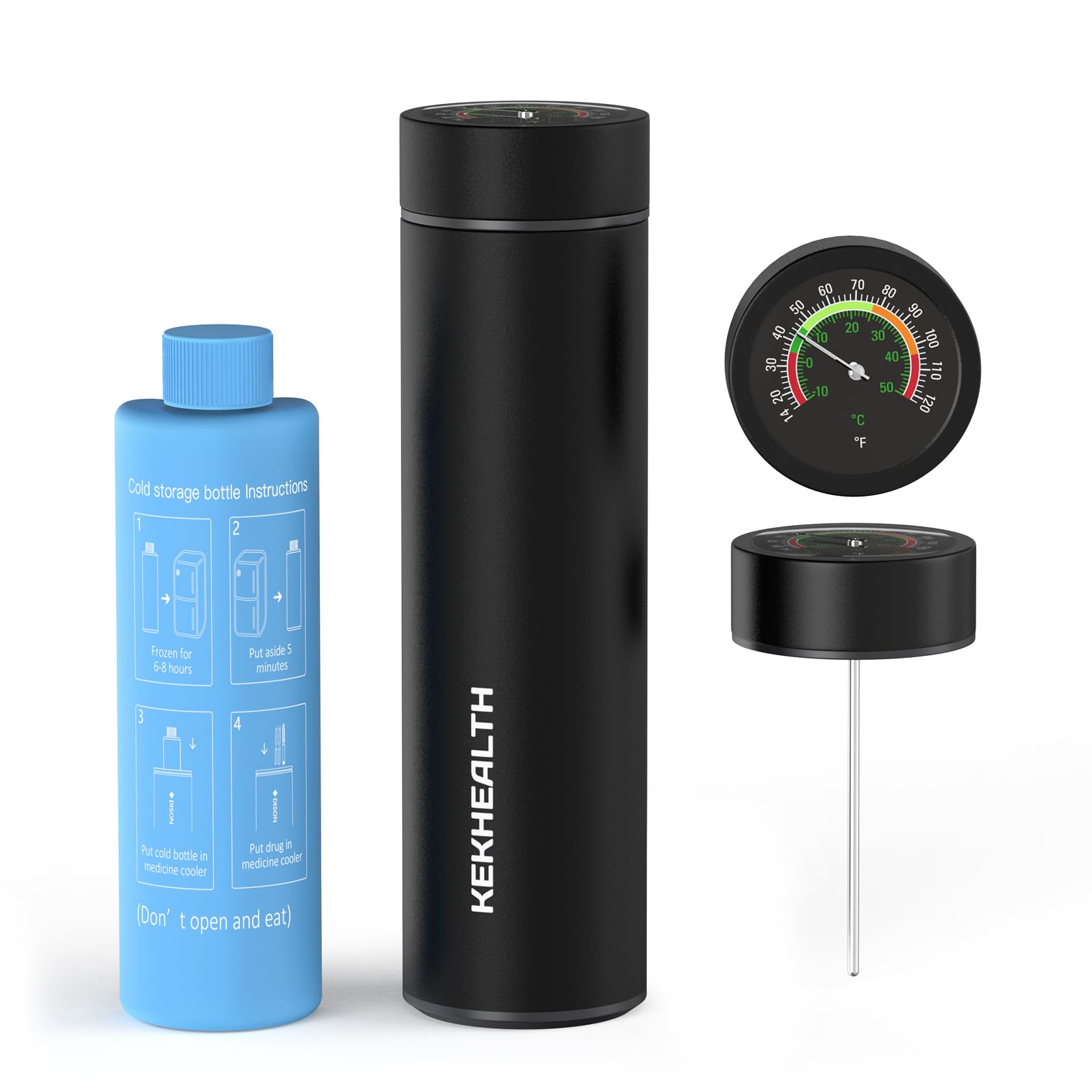 TSA Approved Insulin Cooler Travel Case, 60H Diabetes Medication Cooler with Large Dial Mechanical Thermometer & Biogel Ice Pack, Compact Diabetic Travel Case for Medicine Storage