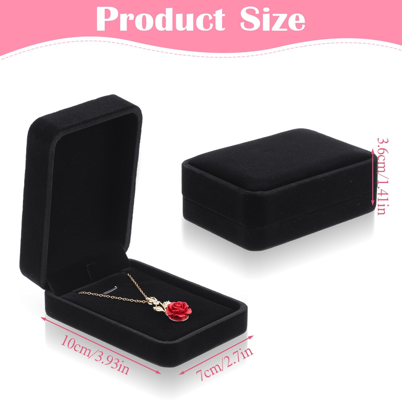 Yolev Velvet Necklace Gift Boxes Black Pendant Box for Jewelry Gifts Small Jewelry Gift Box Storage Display Case for Necklace Wedding Engagement Birthday Anniversary Valentine's Day