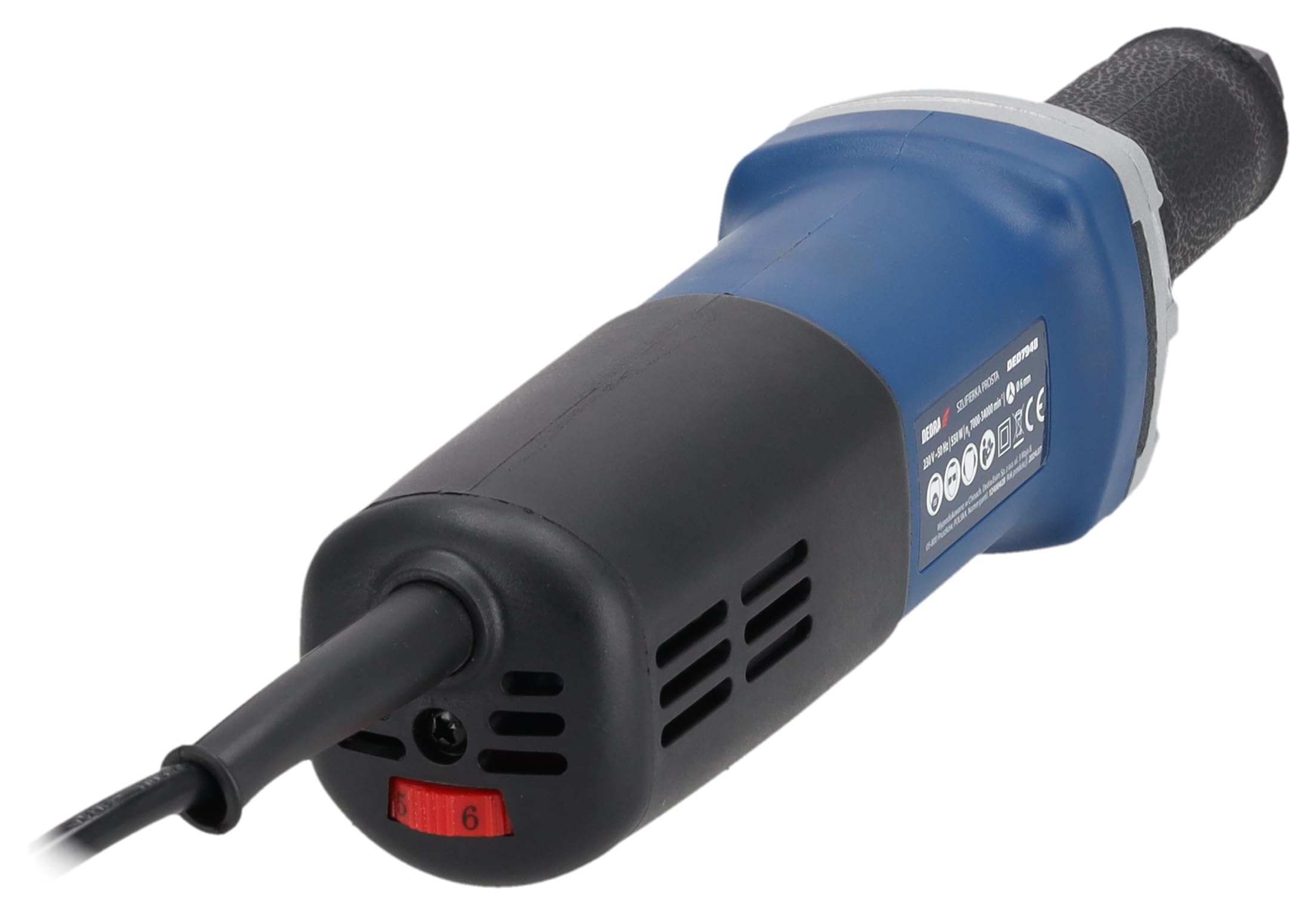 DEDRA Meuleuse Droite 550W - Pince de Serrage 6mm - Vitesse Variable (7000-34000 tr/min) - Outil Rotatif Filaire pour Meulage, Polissage, Gravure et Ébavurage du Métal