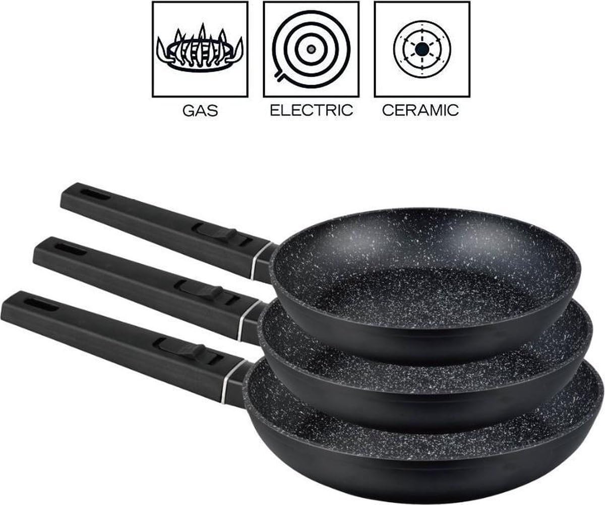 Set Padelle Induzione 3 Pezzi Acciaio Inox Antiaderente 20/24/28 Cm