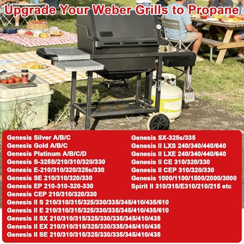 Image of Natural Gas to Propane Conversion Kit for Weber Genesis /Genesis II, 5 Feet Propane Regulator Hose, 14 Precision Orifices (3 Sizes), 3 /8 inch Fittings & Installation Tools - Fits Spirit II 210 /215 /310 /315