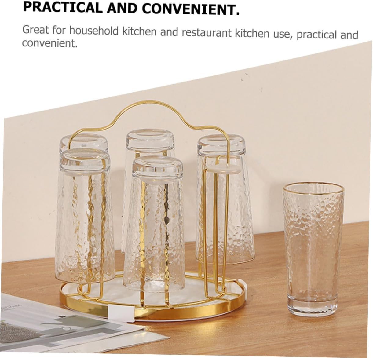 Stylish Cup Holder Quick-Drain Rack Kitchen Accessory Home Commercial Use Non-Slip Base