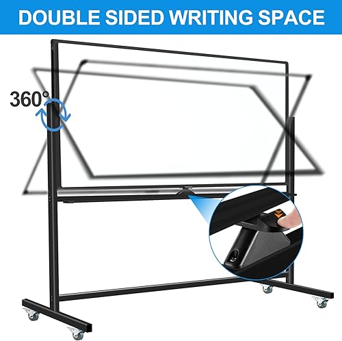 Miniatura 10 de Pizarra blanca con soporte de 40 x 30, pizarra magnética de borrado en seco con soporte, pizarra blanca rodante ajustable en altura sobre ruedas,