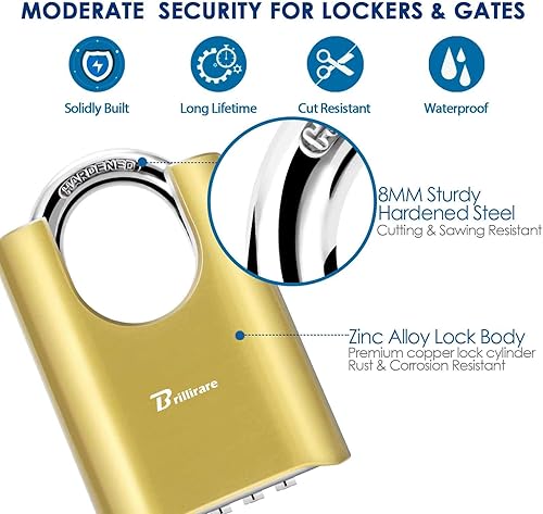 Miniatura 3 de Cerradura de combinación para exteriores, candado de metal resistente de 4 dígitos, cerraduras de aleación resistente a la intemperie con grillete