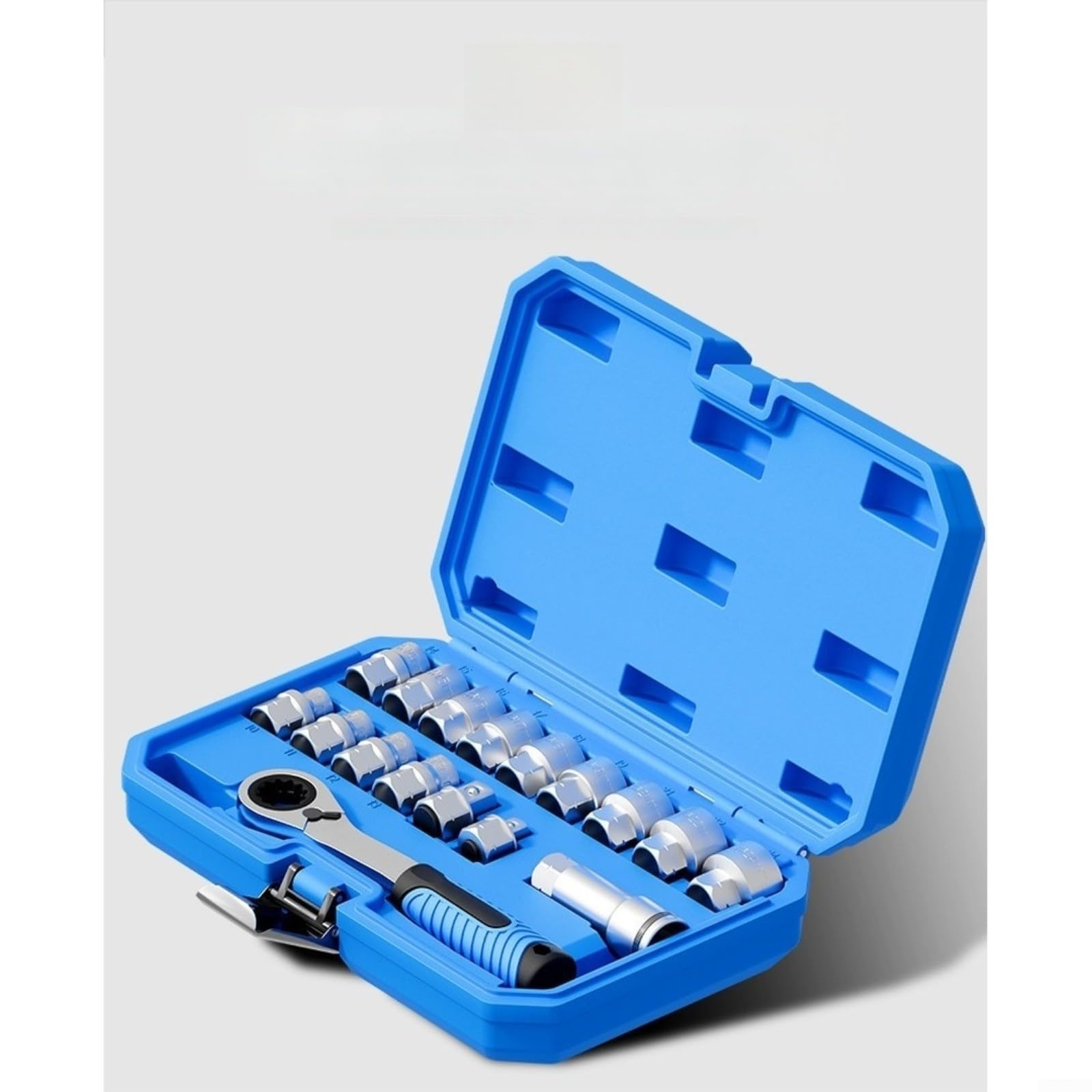 Juego de llaves de carraca de 17 piezas, 12 dientes de acero al cromo vanadio para CR-V con caja de almacenamiento para reparación y mantenimiento de automóviles