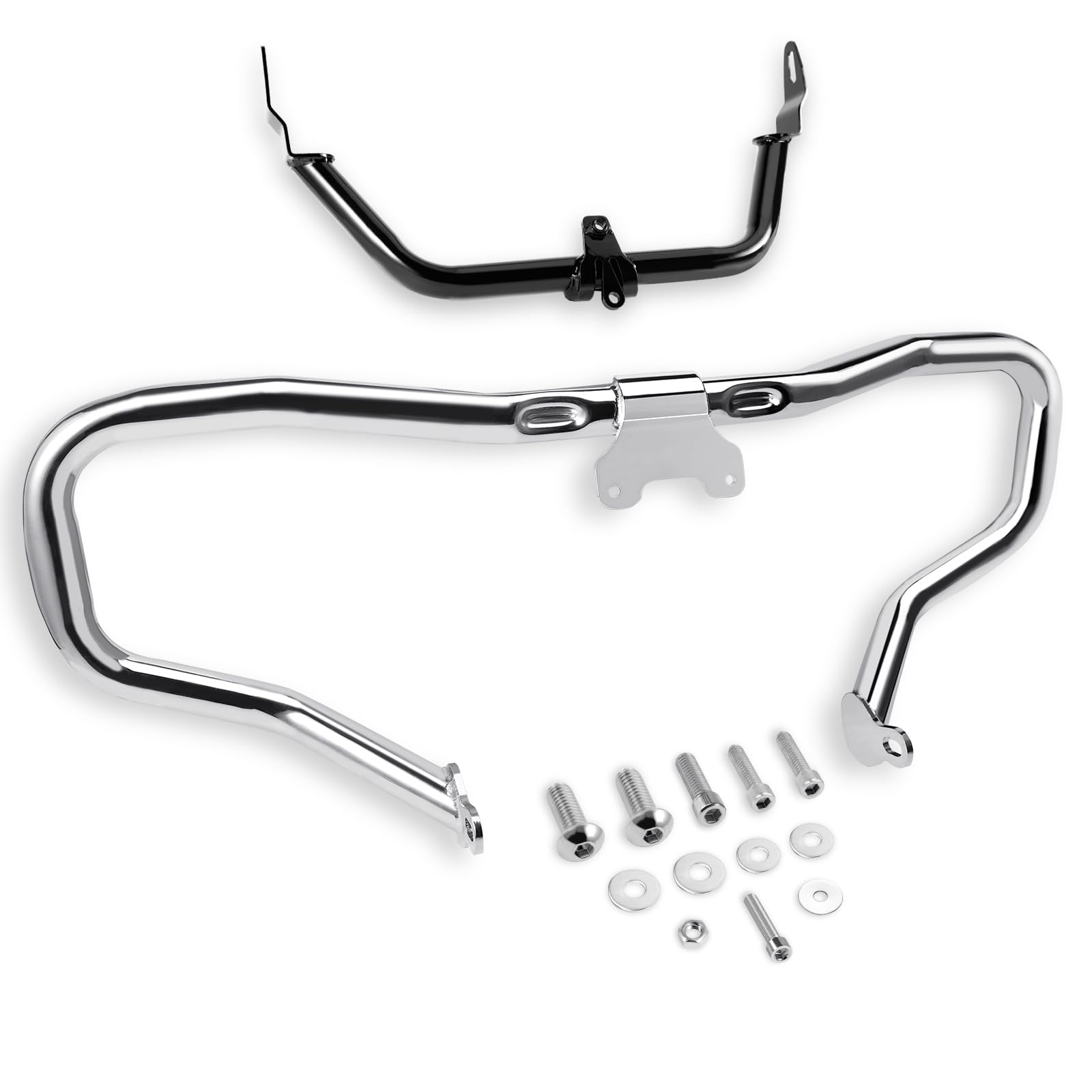 Eumti Chopped Engine Guard 1-1/4" Front Highway Crash Bar Protector W/Fairing Support Bracket Chrome Fit for 2015-2023 Road Glide FLTR Models Replacement P/N 49000235