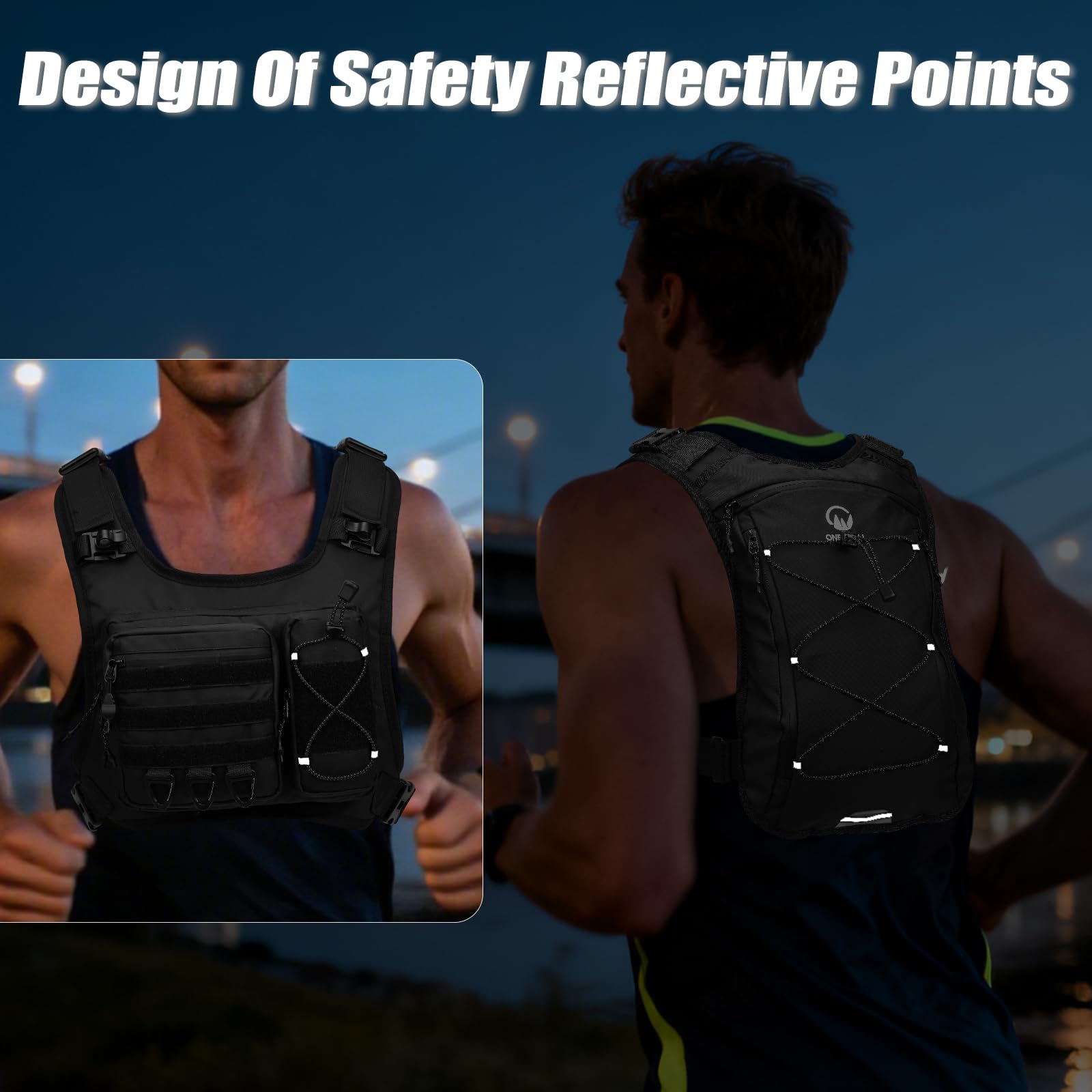 Gilet Running Uomo Donna Tactical, Zaino Trail Running con Sacca Idrica 2L, Gilet Corsa Molles, Running Vest Zaino Corsa Zaino Idratazione per Trekking Ciclismo Sci