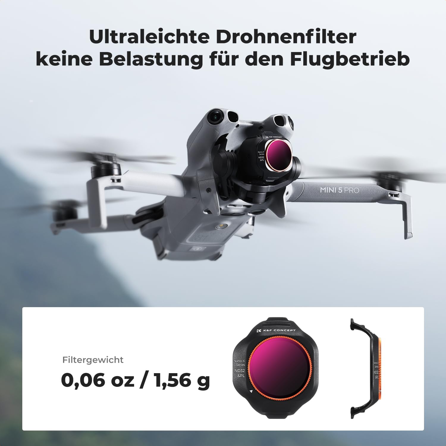 K&F CONCEPT Mini 5 Pro Bright Day ND/PL,CPL Filter,6 Stück CPL, ND4&PL,ND8&PL,ND16&PL,ND32&PL,ND64&PL Filter Kompatibel mit DJI Mini 5 Pro