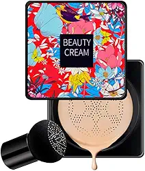 TBEOEN BB Cream Cogumelo Hidratante, Air Cushion CC Cream, Corretivo de Primer Líquido, Cobertura Perfeita Cor Natural Base