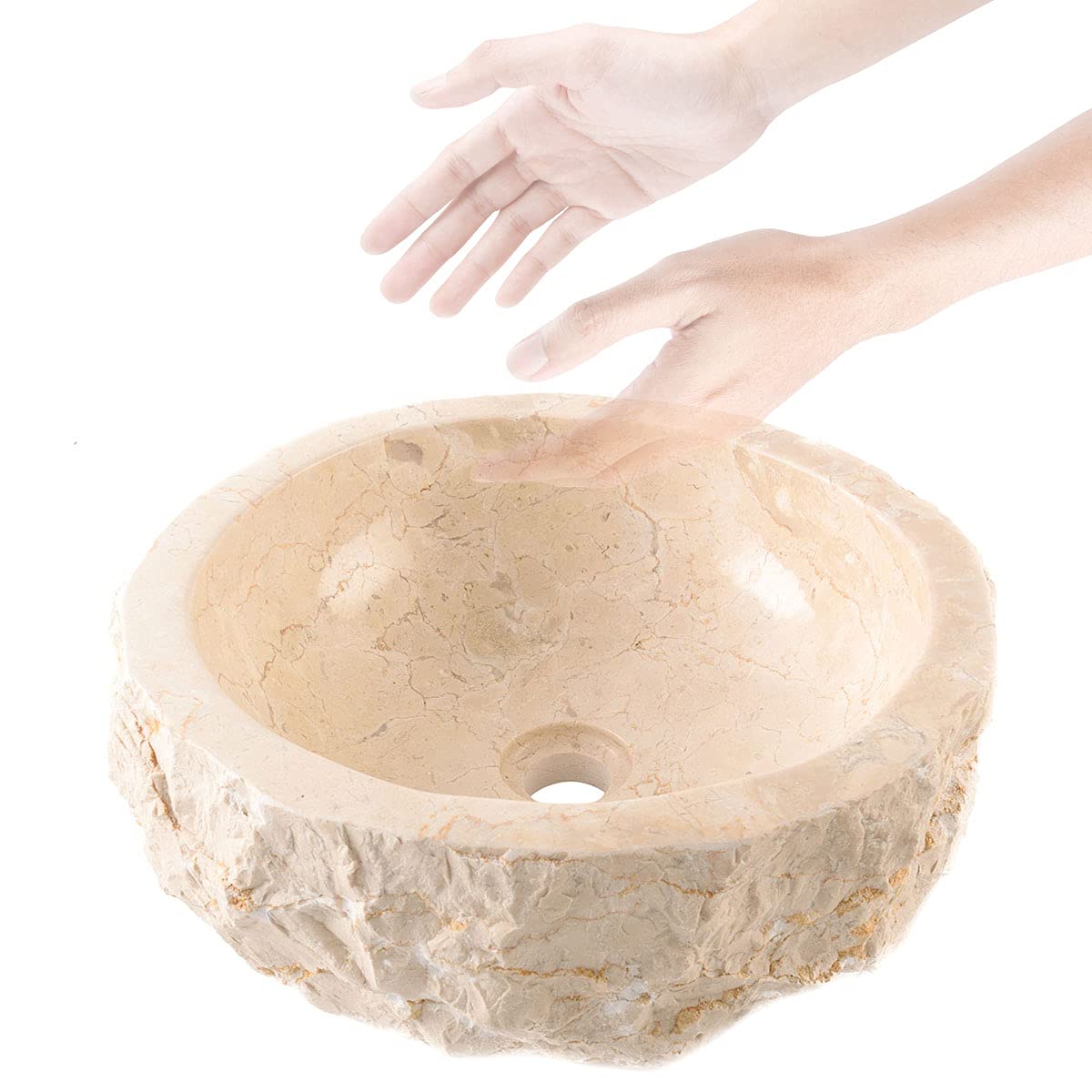 Kamień naturalny marmur umywalka umywalka nasadowa dla gości łazienka naturalny kremowy 30 cm