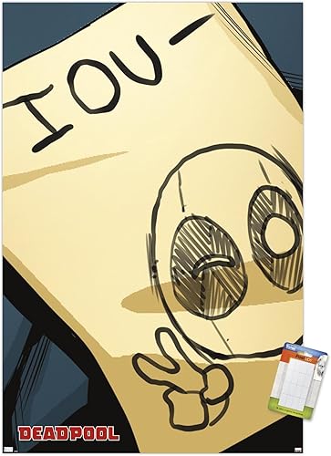 Trends International Marvel Comics Deadpool - Póster de pared IOU, 14.725 x 22.375 pulgadas, paquete de póster y montaje prémium