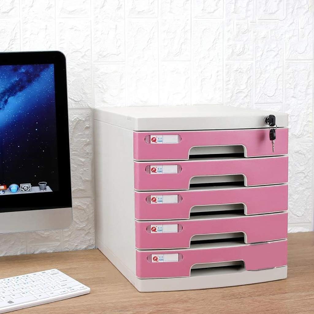 File Cabinet Flat File Cabinet, Drawer Organizer 5-Layers Lockable with Blank Label, Environmentally Friendly Plastic,Medium 5-Layers