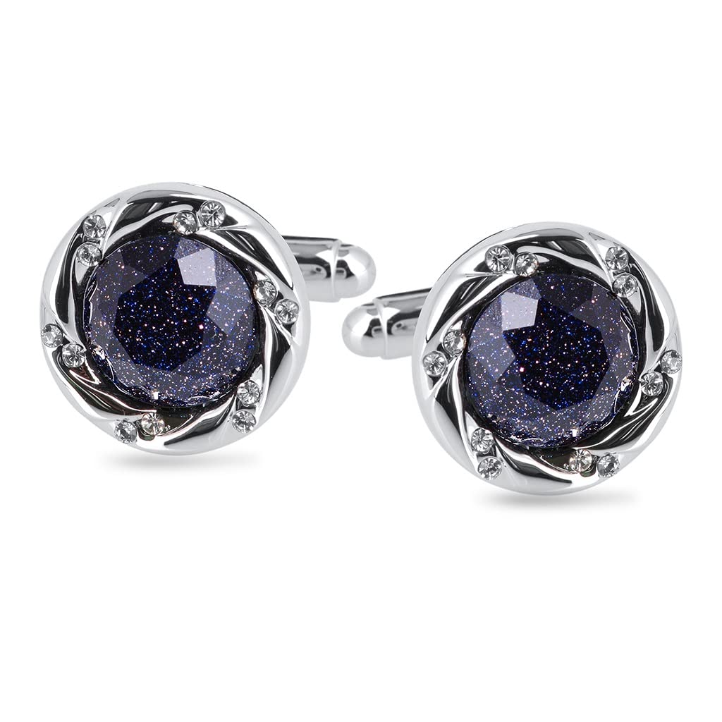 Gemelli da Polso Gioielli in Cristallo da Uomo Regalo di Nozze Gemelli Rotondi in Pietra con Cielo Stellato Accessori