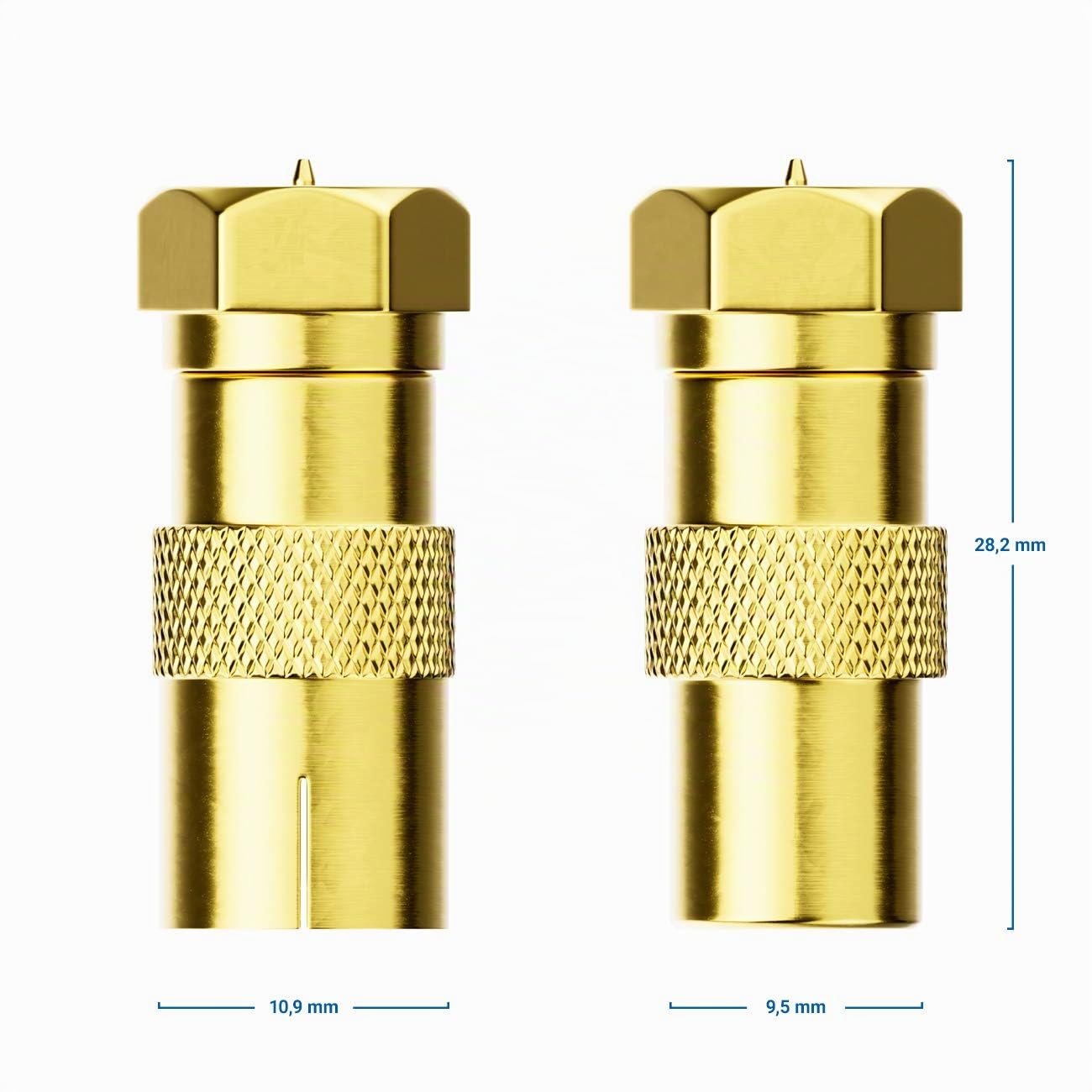 deleyCON Set di 2 Adattatori per Cavo SAT - 1 Connettore F a Spinotto IEC Maschio e 1 Connettore F a Spinotto IEC Femmina Attacco per Cavo Coassiale Antenna