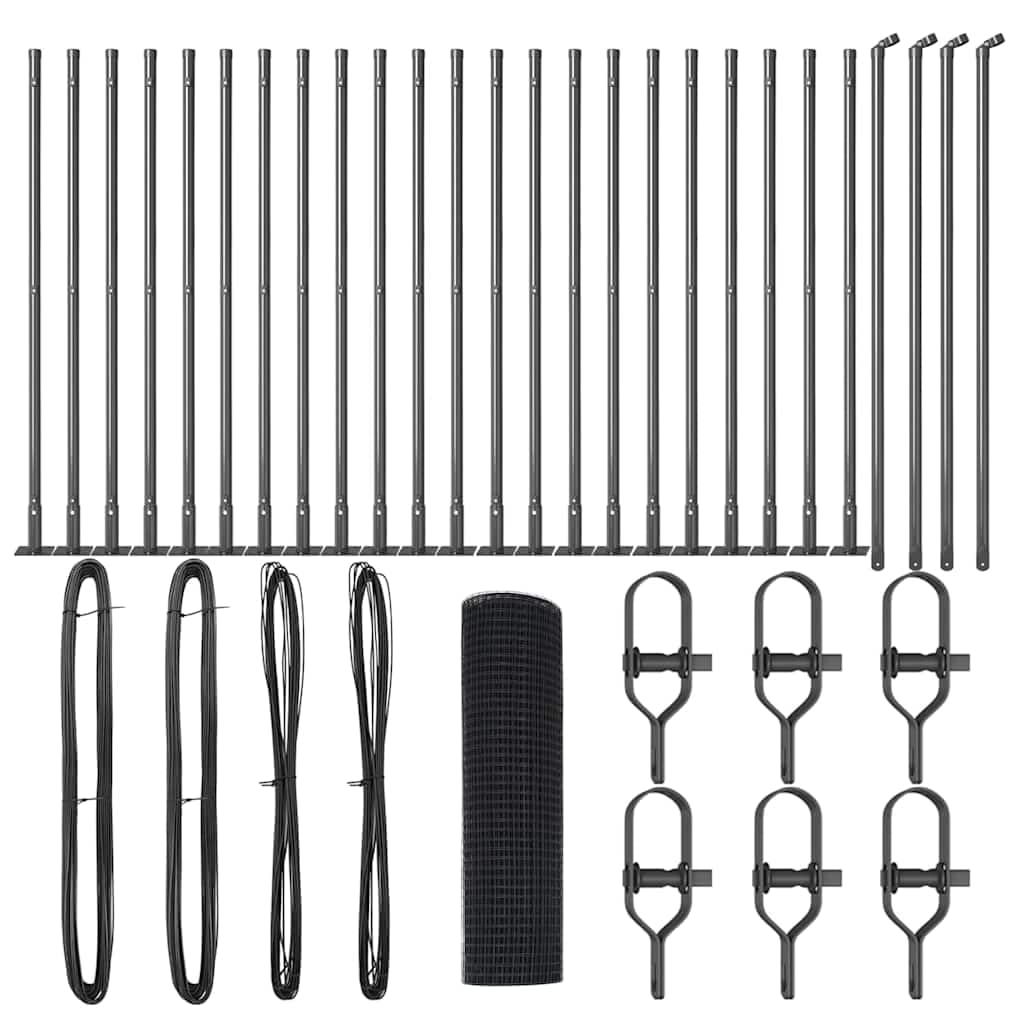 Fence Post Grey 50 x 0.4 m 16 16 mm Mesh Steel and PVC Outdoor Garden Fence Panel Set Weather Resistant Powder Coated for Secure Backyard Terrace Enclosure Modular Design 5000 3.2 x 40 cm