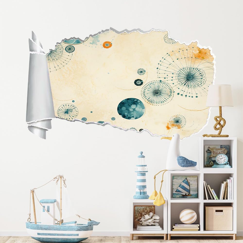 Wandsticker 3D Durchbruch Kreis Wandtattoo kinderzimmer Deko Retro Wandaufkleber Wanddurchbruch Wandsticker Wandbild für Mädchen Zimmer Wohnzimmer Schlafzimmer