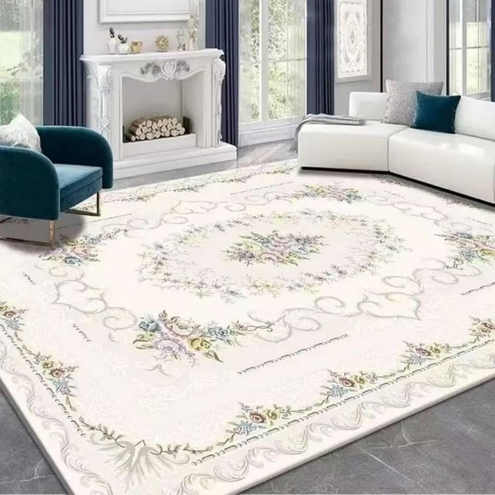 Tapis en velours cristal anti-glisse grand format pour grand salon