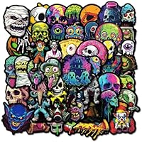 insidemoon 50 Pieces Gothic Horror Stickers for Laptop Water Bottle, Cool Skull Monster Stickers for Scrapbook Luggage Guitar Skateboard Bicycle Car, Thriller Vinyl Stickers Decals for Adults Teens