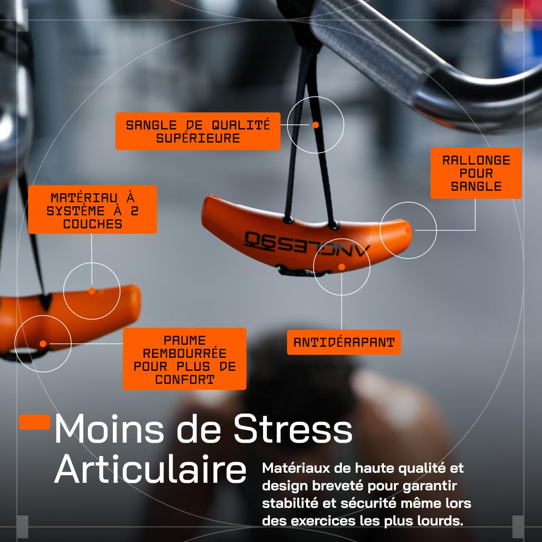 Angles90 Grips - Poignées Originales pour Traction, Accessoires pour tirage à la poulie, Rowing T-Bar, Machine à câbles, poignée en D, Force de préhension, équipement de Gym, Barre pour dorsaux