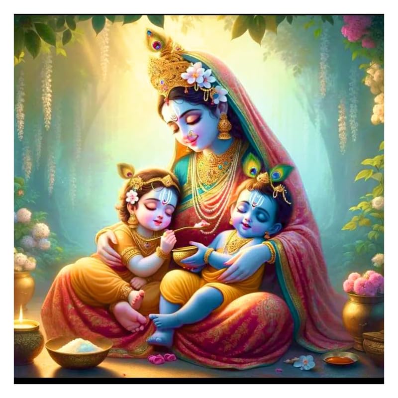 Image of British Terminal Cute little Bal Gopal Baby God Krishna| Kanha Ji | Laddu Lord Makhan Chor Painting Religious Poster for Pregnant Women for wall (matt thin vinyl,sticker,multicolor,unframed)| bj86