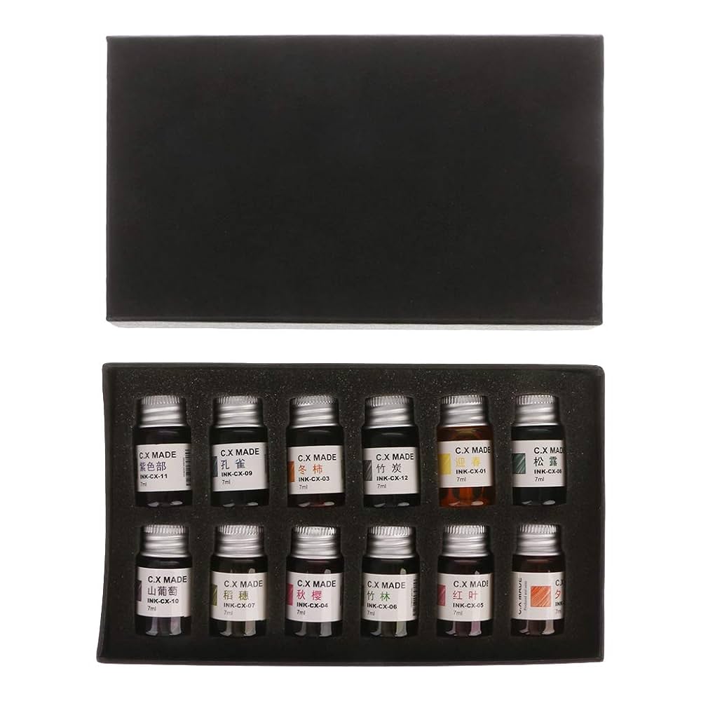 Amazon | 12本ゴールドパウダーカラーボトル入りガラスつけペン