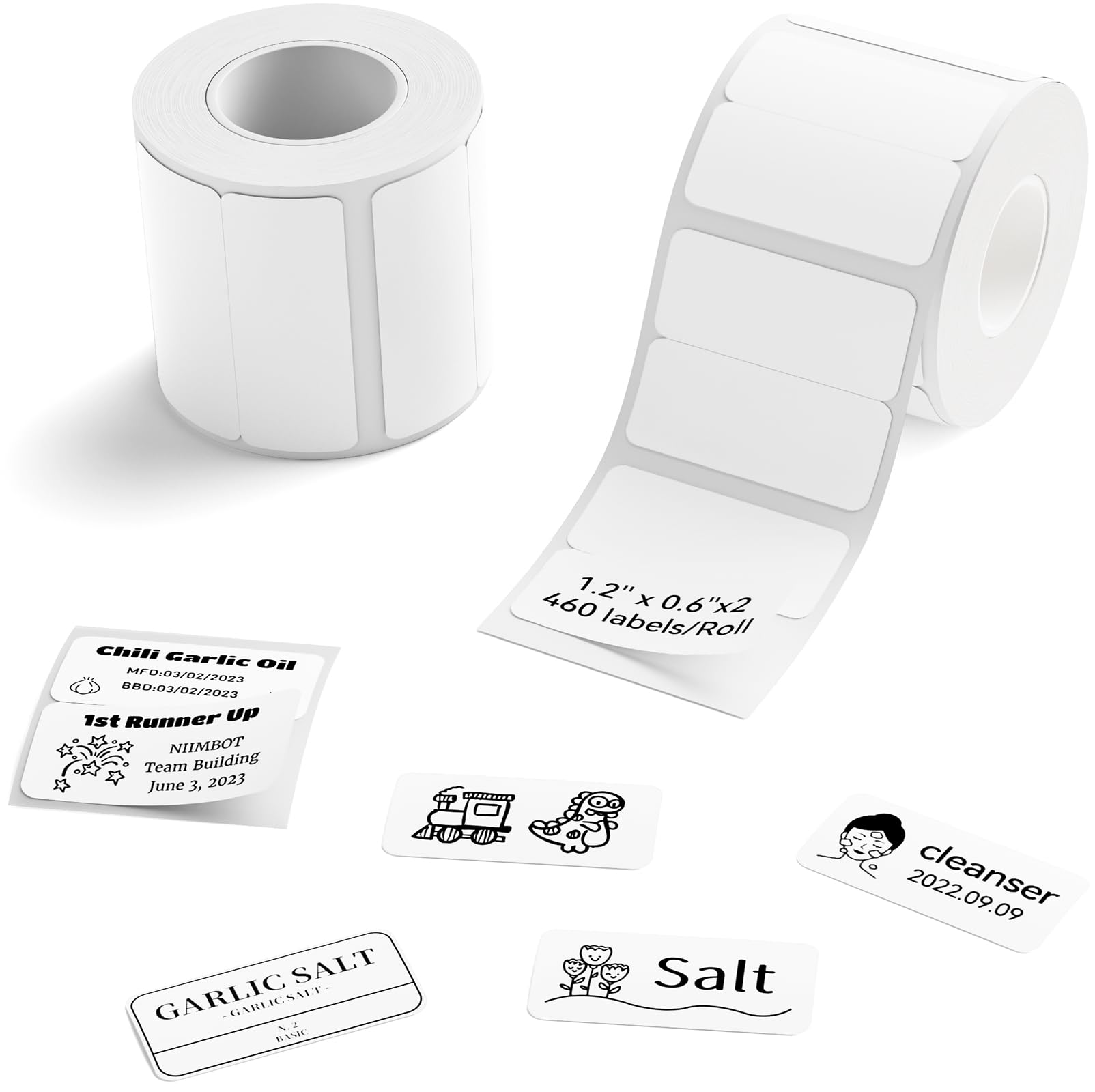 NIIMBOT Labels, 2 Rolls Refill Thermal Label for Label Maker B1/B21/B21Pro/B3S/B31/K3, Waterproof, Oil-Proof and Tear-Proof Sticker Labels, 1.2'' x 0.6''x2 (30x15mmx2) White