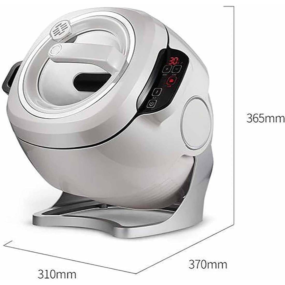 Wok De Cuisson Automatique 6L,Machine à Sauter Multifonction,Démarrage Intelligent En Un Clic, Trois Vitesses Réglables,Rotation à 360 °,Pour Faire Sauter,Ragoût,Cuisiner Et Préparer Soupe