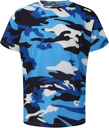 Vista 3 de Camiseta de camuflaje para hombre, manga corta, ajuste regular, militar, estilo militar, cuello redondo, para entrenamiento, gimnasio