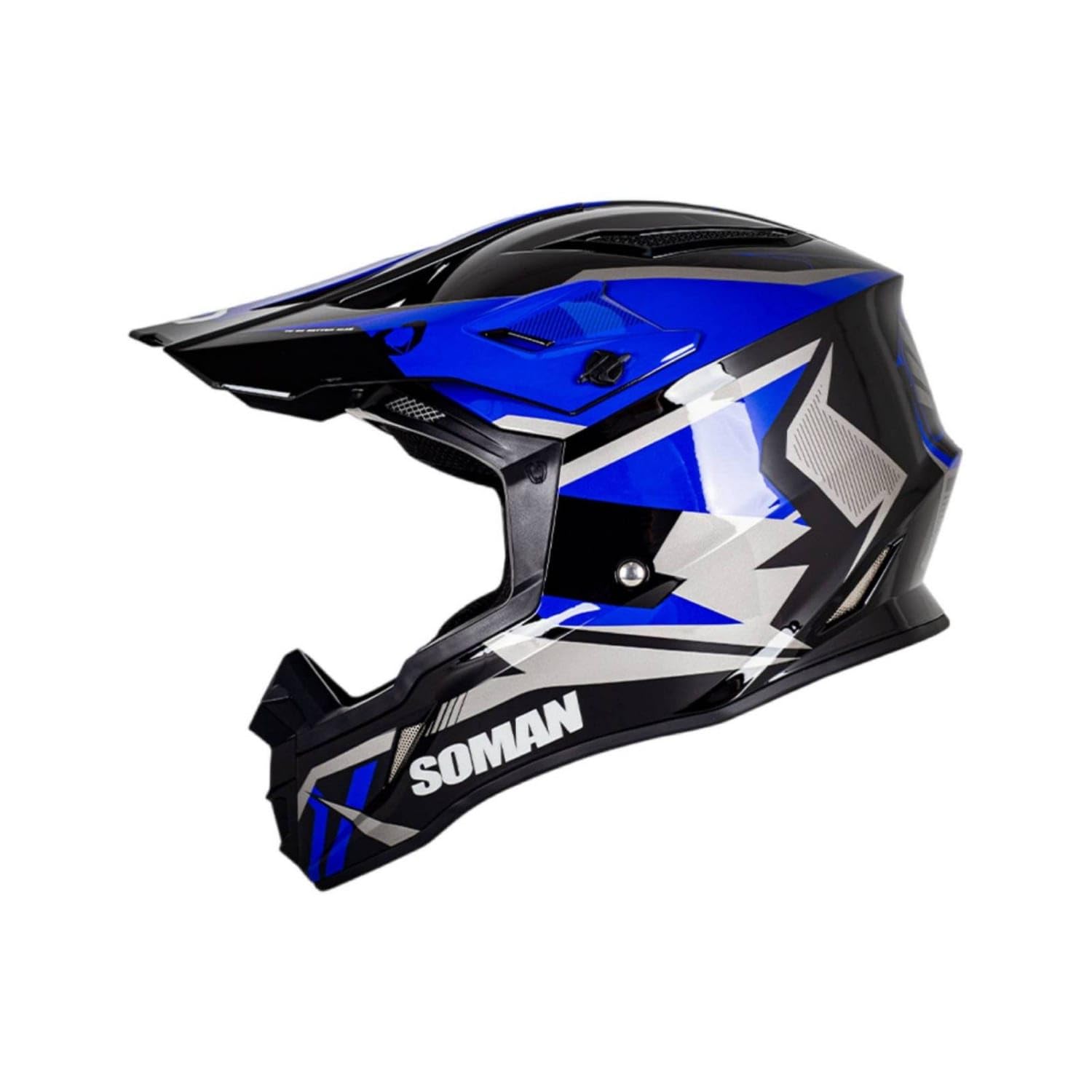 DOT Certified Dirt Bike Helmet with Visor Eyewear-Friendly Motocross Helmet Long-Lasting Lightweight for Trail Riding, L, Black Blue Lightning|Helmets Motors-picture-10