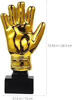 Vista 4 de ULTNICE Trofeo de portero de fútbol de 10.6 pulgadas con forma de guantes dorados con base para reconocimiento de partidos de jardín de infantes