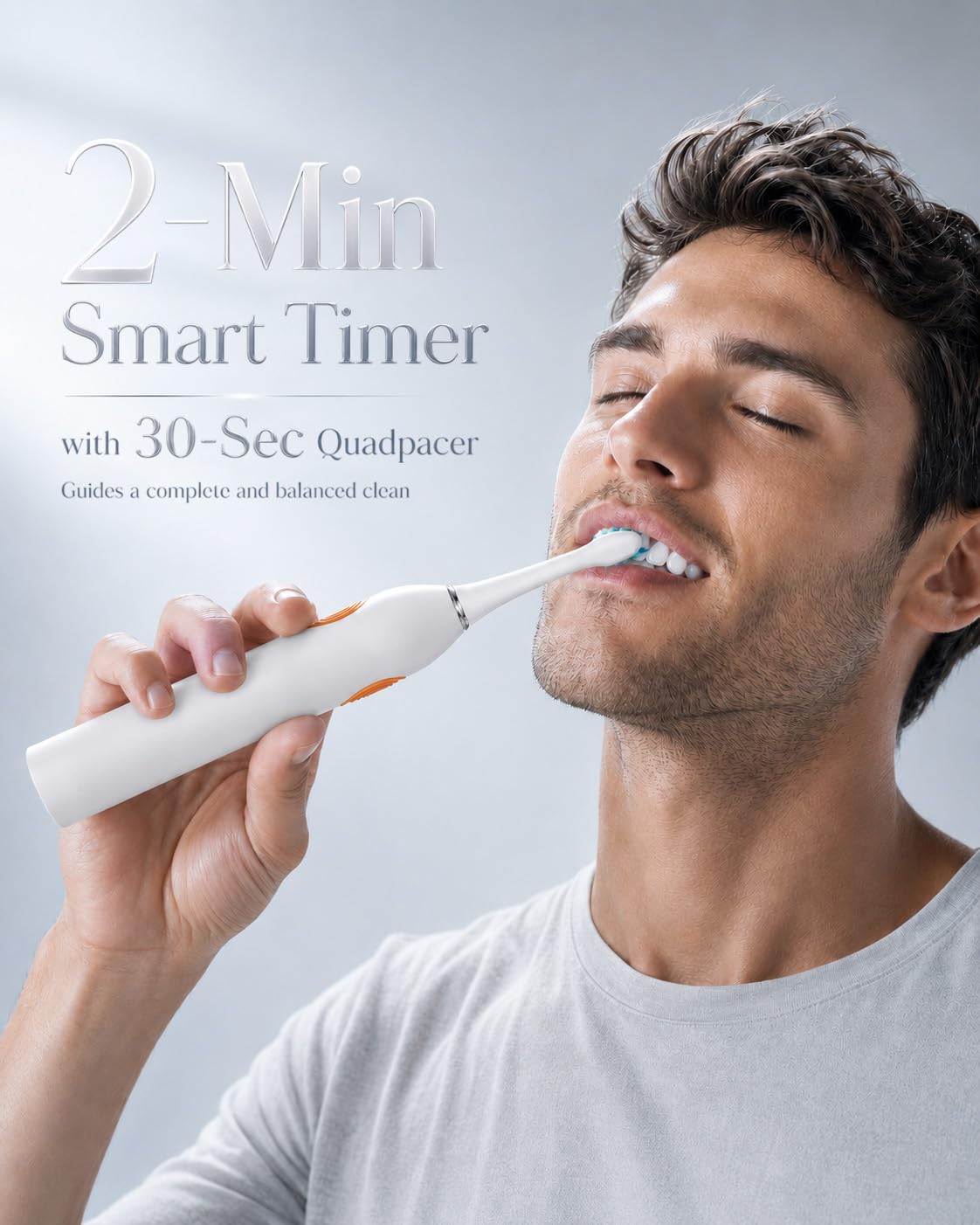 MySmile Spazzolino elettrico serie UC605, con tecnologia avanzata dello spazzolino sonico e durata della batteria ricaricabile di oltre 60 giorni, 5 modalità con SmartTimer e QuadPacer, 6 testine di