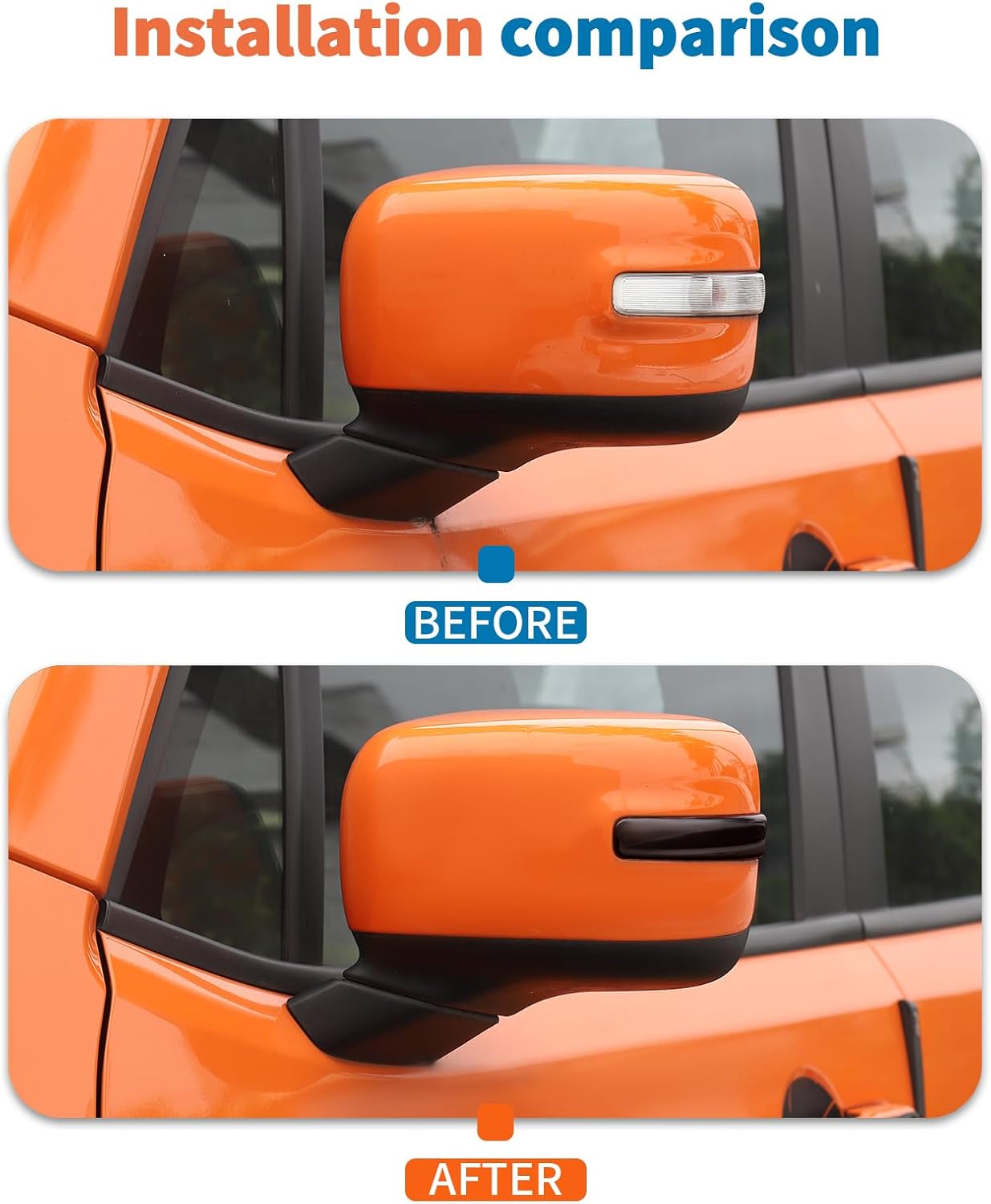 JeCar for 2016-2024 Jeep Renegade Smoked Side Mirror Light Cover Trim Guards - Rearview Mirror Turn Signal Light Cover Decoration Accessories