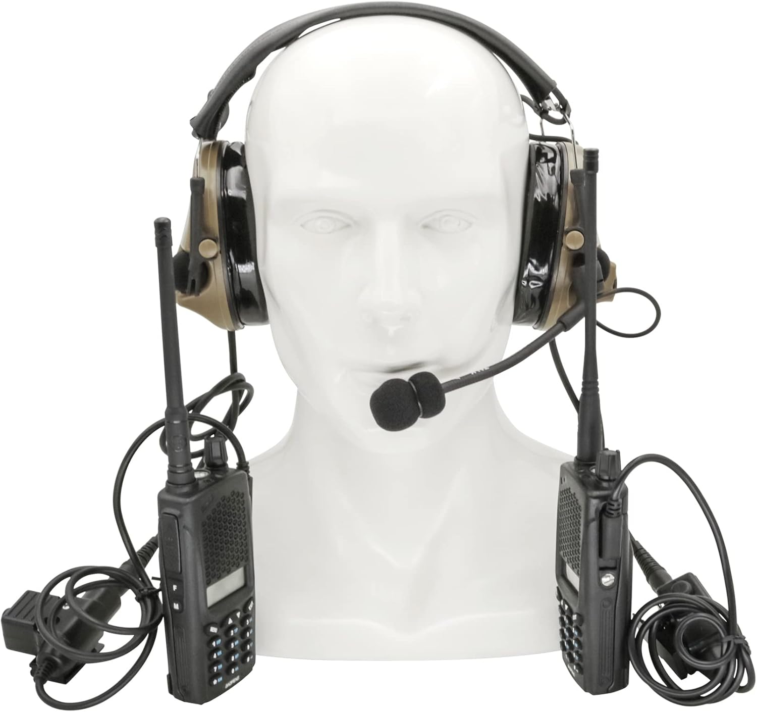 HEARFALCOM Dual Communication COMTA III Tactical Headset with PTT Adapters U94 PTT Compatible with Baofeng UV-5R, UV-82 Walkie Talkie Suitable for Airsoft Sports, Hunting, Hearing Protection（DE）