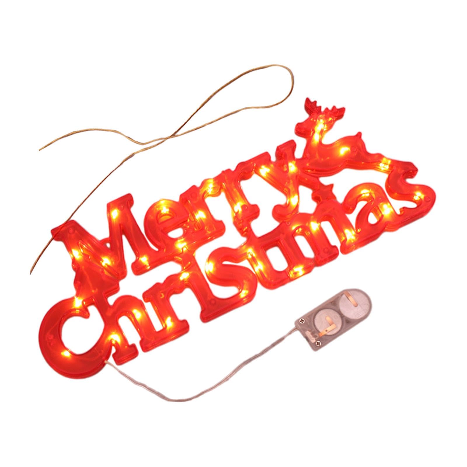 Folpus Christmas Wreath Accessories, three-dimensional 'Merry Christmas' Letter Light, LED Illuminated Holiday Decor for home, window, wall, indoor and outdoor Christmas decoration