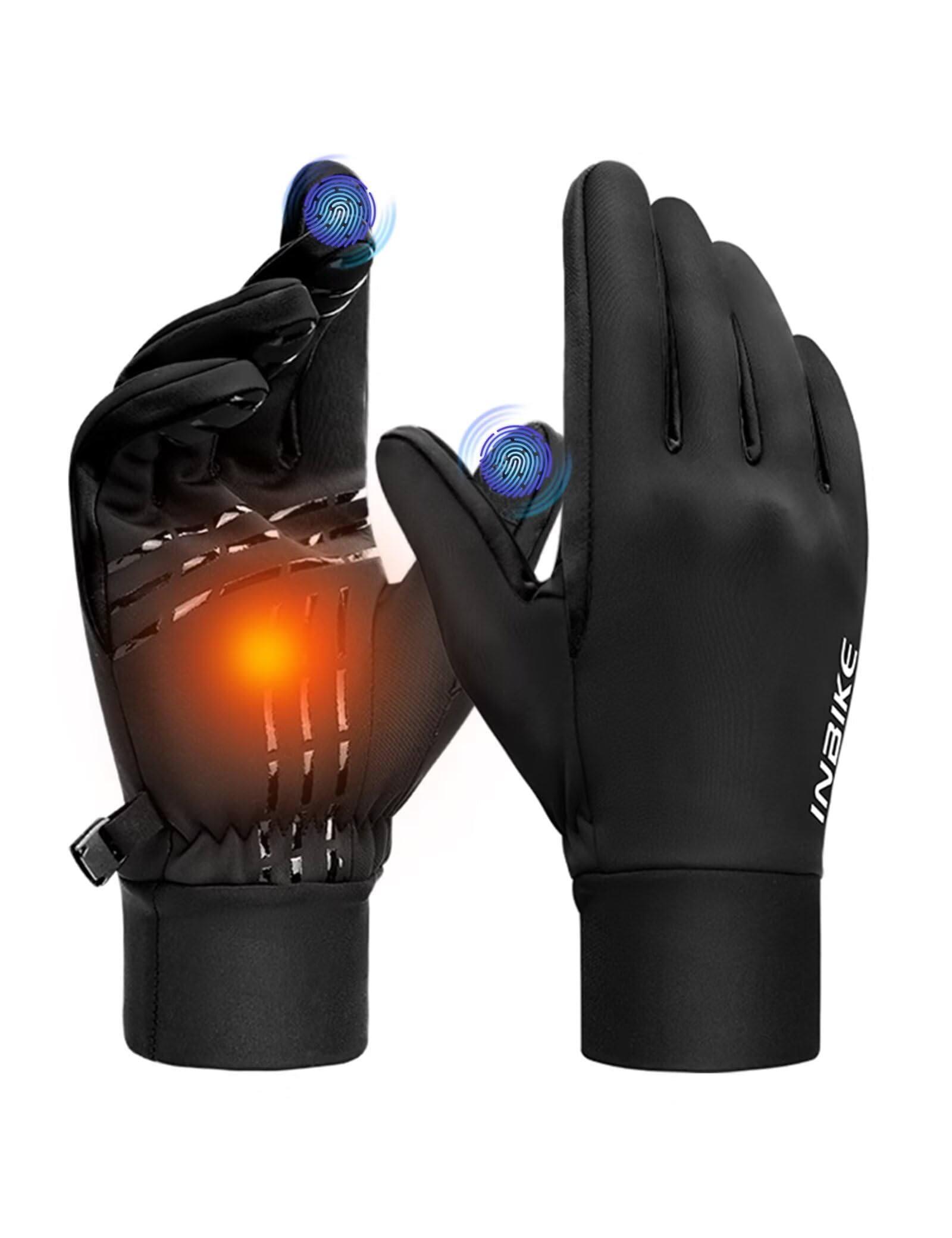 INBIKE Guantes de invierno para mujeres y hombres, guantes cálidos para pantalla táctil, resistentes al viento, resistentes al agua, forro térmico, antideslizantes y aislados