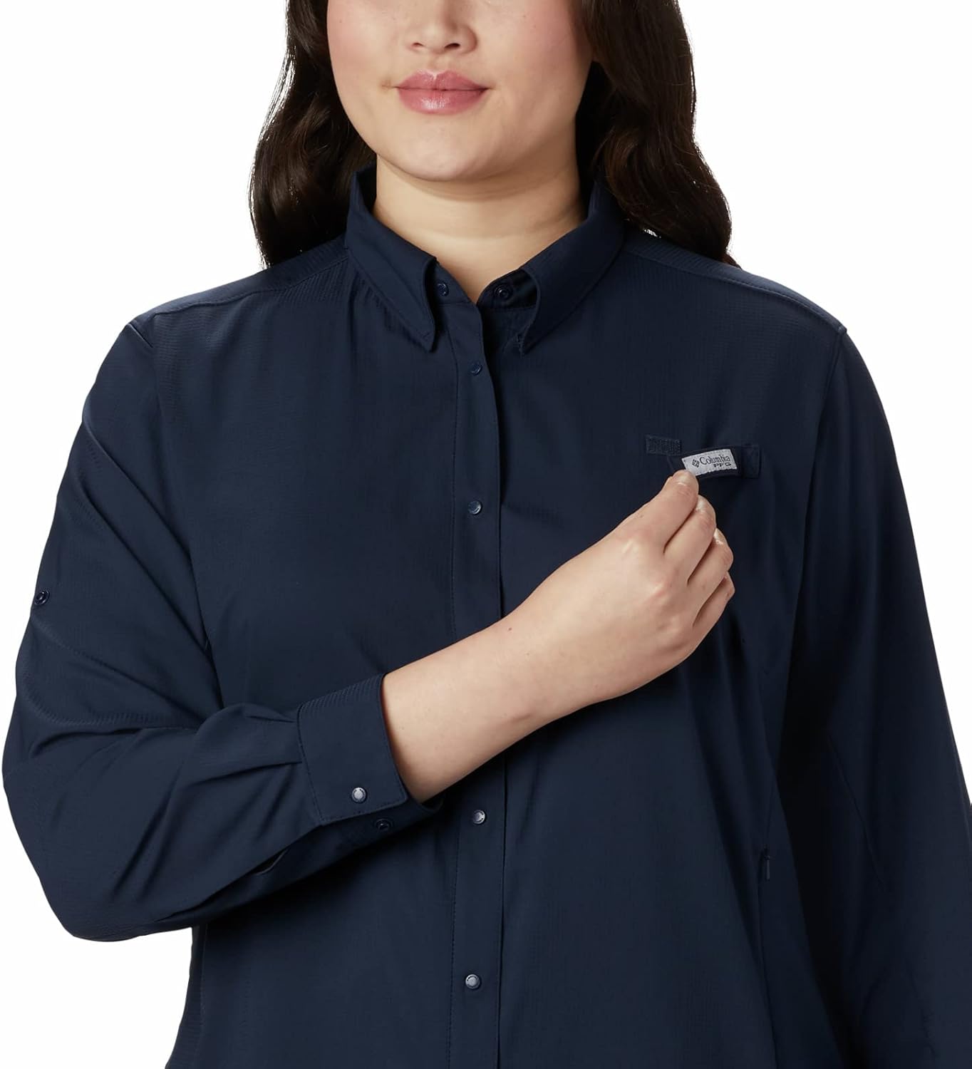 Columbia Women's Tamiami Ii Long Sleeve Shirt 3X Collegiate Navy