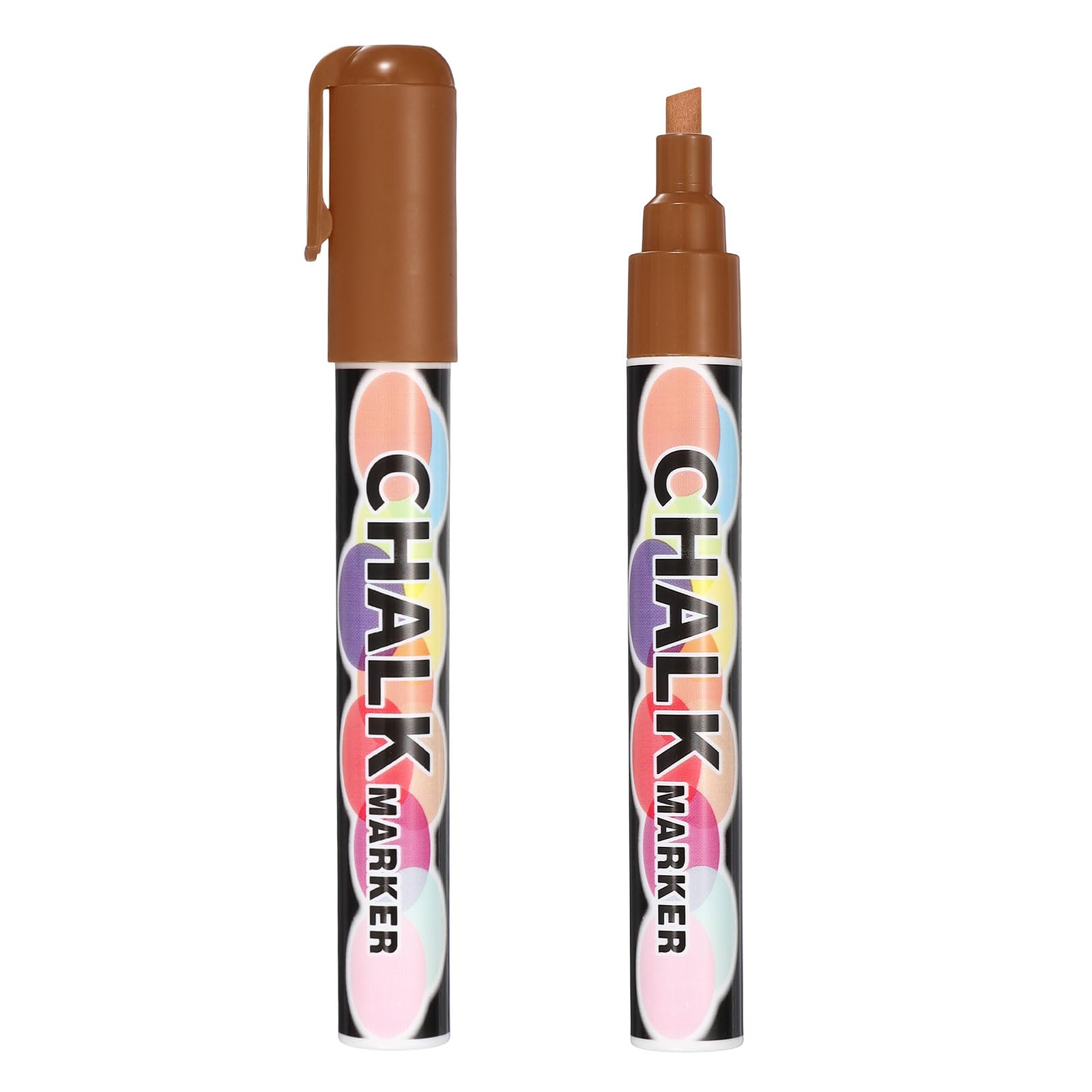 PATIKIL Liquid Chalk Markers 6mm, 2 Pcs Chalkboard Markers, Dry Erase Chalk Pens with Erasable Wide Fine Tip Wet Erase for Chalkboard Windows Blackboard Car Mirror Glass, Coffee