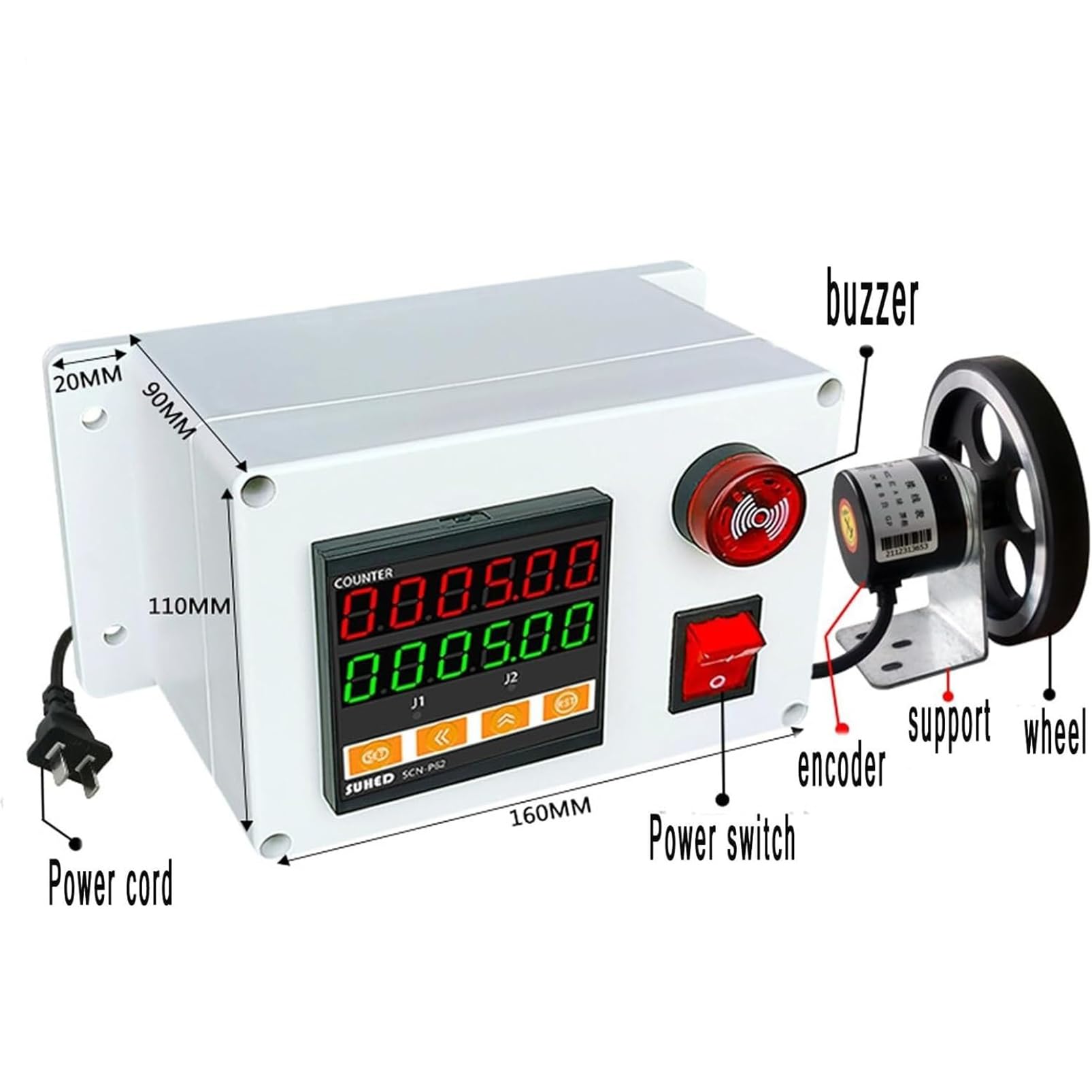 Contador Digital De Distancia, Codificador Rotatorio con Rueda Rodante Y Zumbador, para Cable De Hilo De Pesca, Hilo De Seda, Rango De Conteo 0-999999