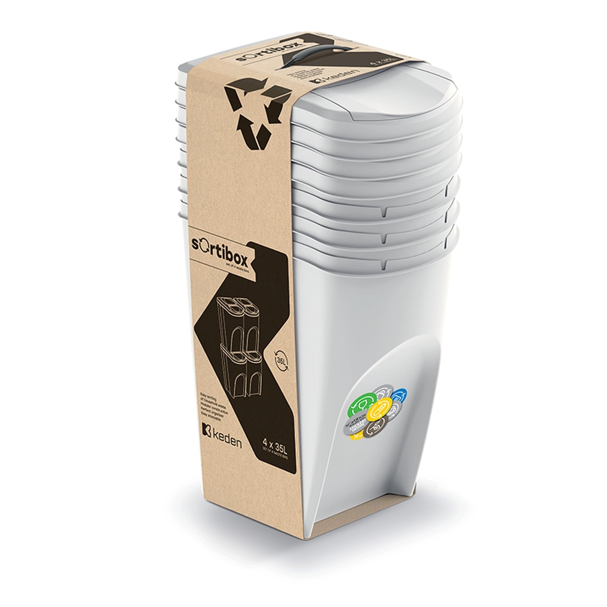 SORTIBOX kosz na śmieci zestaw 4x35l - ashen