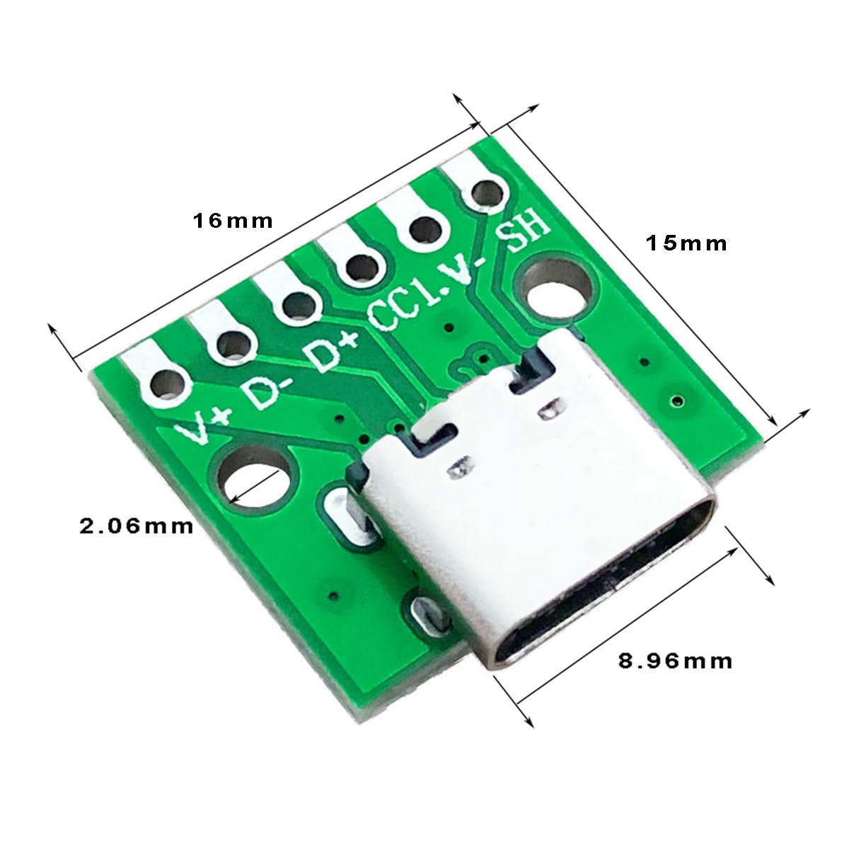 10pcs Usb 3.1 Type C Connector 14 Pin Female Socket Receptacle Through Holes Pcb