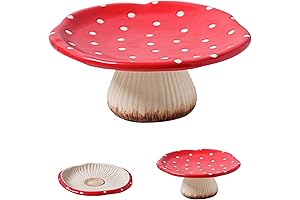 9" Cute Ceramic Mushroom Cake Stand
