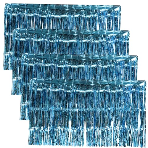 ULDIGI 4pcs Tinsel Fringe Wedding Table Skirt Festive Table Decoration for Birthdays Anniversaries and Carnival Parties and Versatile