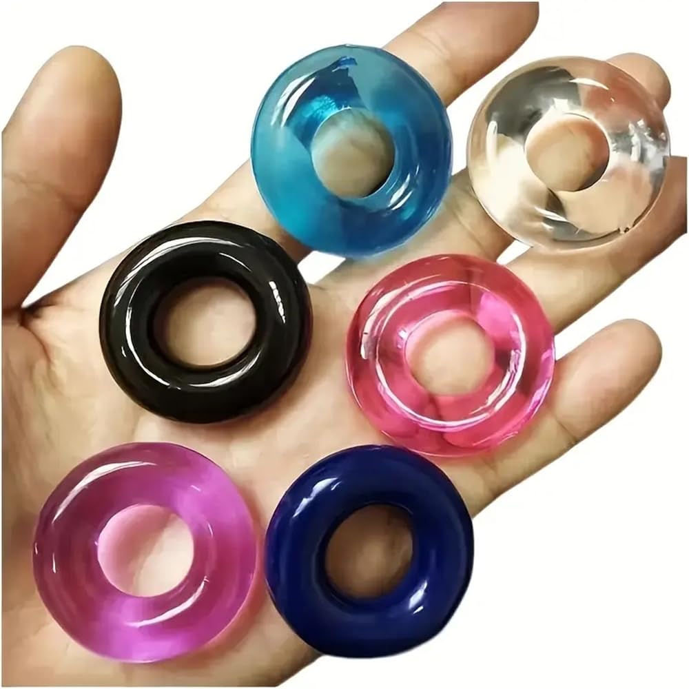 6 pezzi di anelli in silicone nero morbido e super elastico
