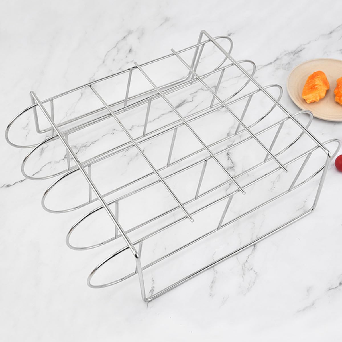 Homoyoyo Supporto e Facile da Pulire in Acciaio Inossidabile Design Ergonomico Resistente e Portatile per Costine Barbecue per Grigliate a Casa e Picnic
