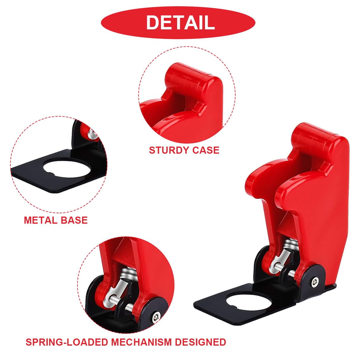 3 piezas de 12 mm con agujero de montaje rojo de seguridad a prueba de polvo, tapa de plástico impermeable, cubierta protectora de aviones para interruptor de palanca de palanca resistente