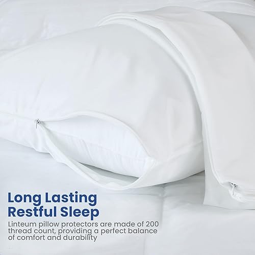 Miniatura 4 de Linteum Textile Supply Funda de almohada blanca tamaño Queen con cremallera, 20 x 30 pulgadas, fundas de almohada de polialgodón de 200 hilos para