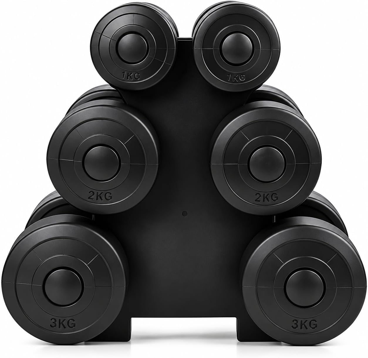 12kg Dumbbell Set with Stand, 1kg 2kg 3kg Hand Weights Pairs with Storage Rack, Home Gym Dumbbells for Strength Training, Fitness, Toning, Exercise Men Women