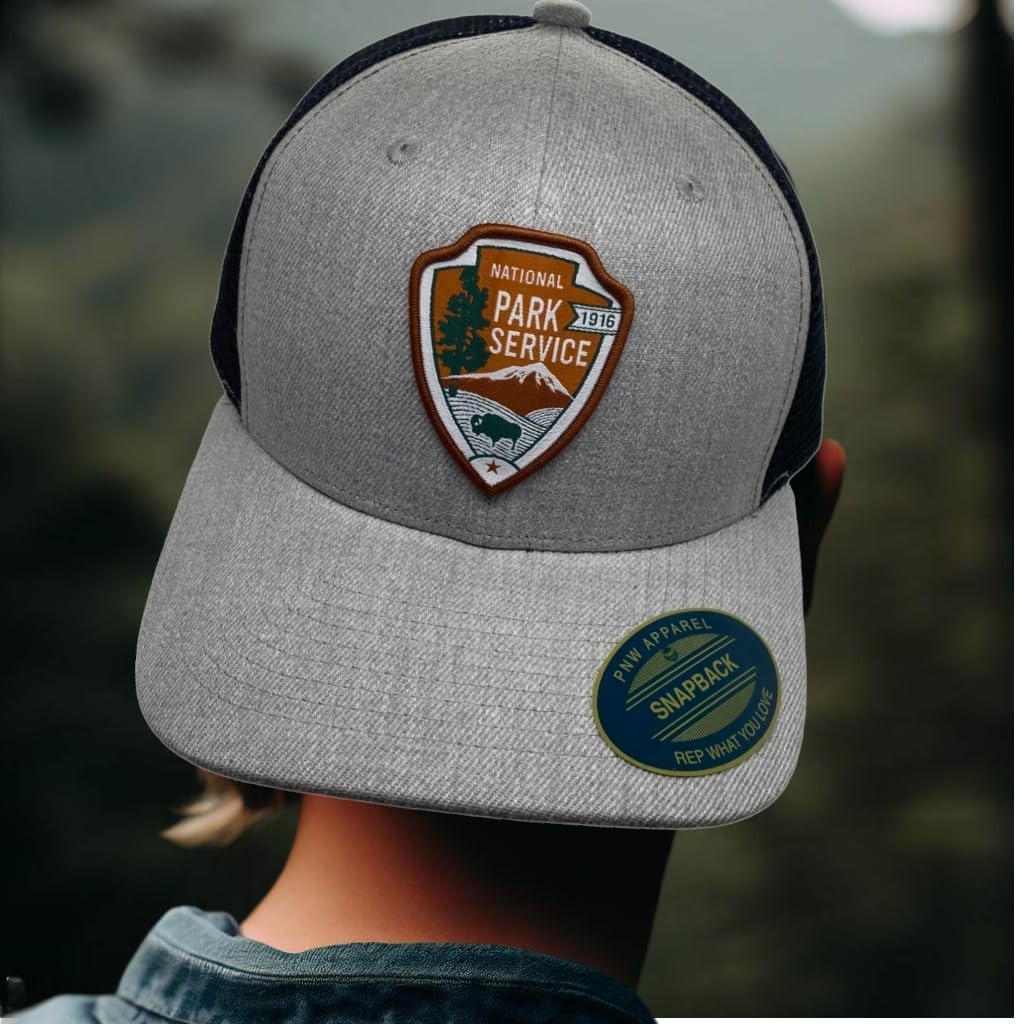 National Park Service Mens Snapback/MESH Trucker HAT with Woven Park Service NPS Patch