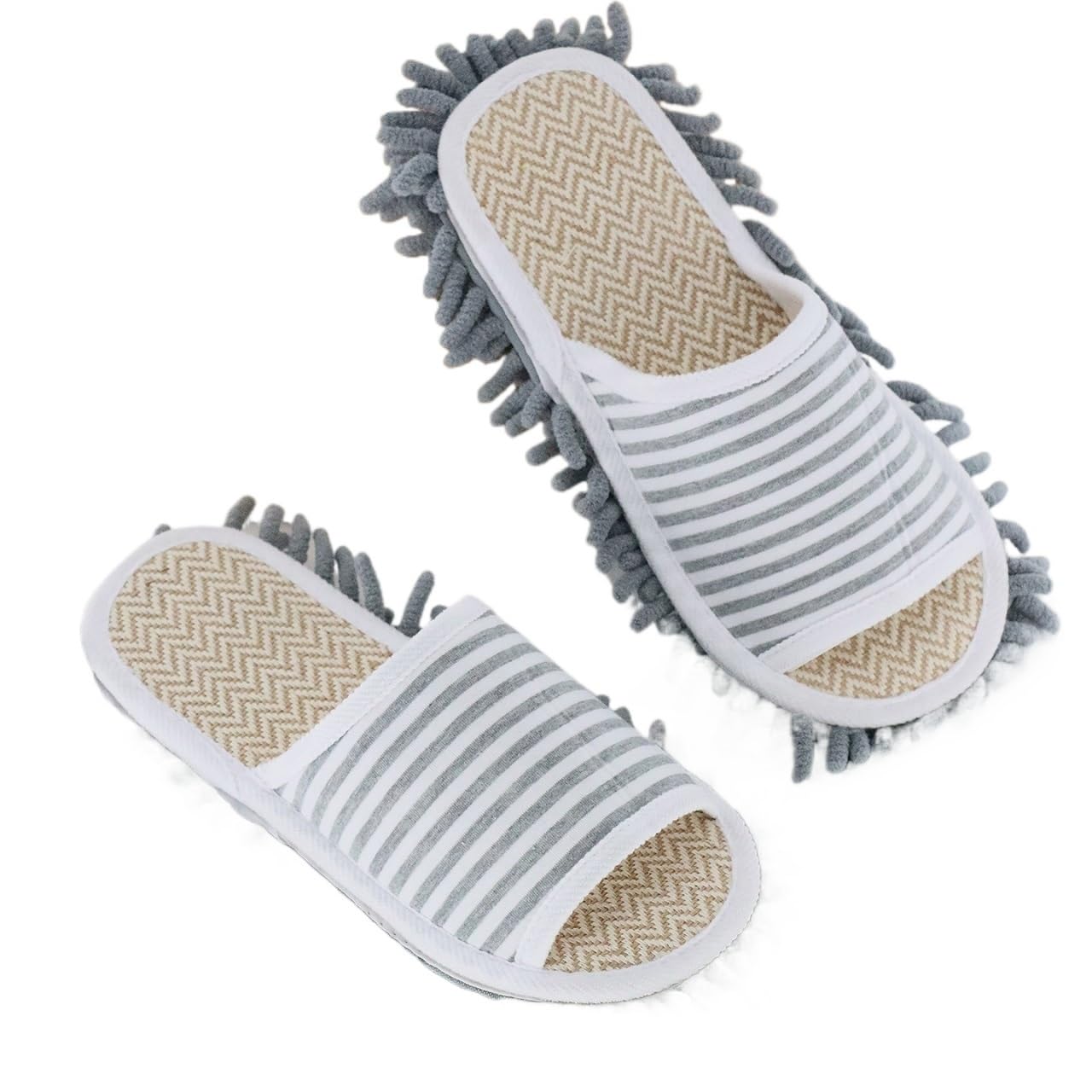 Vzgqhmtr Grey 1 Pair Microfiber Washable Mop Slippers For Home Dust Cleaning & Floor Dusting Comfort Wear